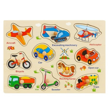 Puzzle Incastru din Lemn Educativ pentru Copii – Modele Diverse, 29x22cm