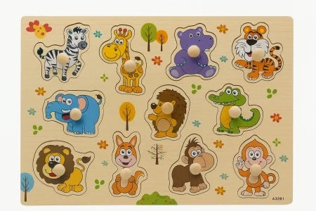 Puzzle Incastru din Lemn Educativ pentru Copii – Modele Diverse, 29x22cm