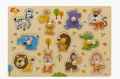 Puzzle Incastru din Lemn Educativ pentru Copii – Modele Diverse, 29x22cm