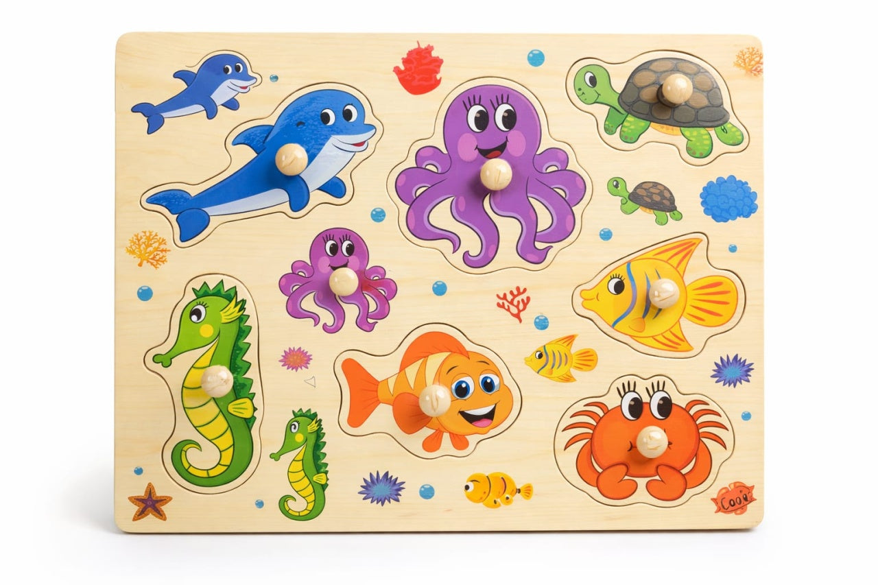 Puzzle Incastru din Lemn Educativ pentru Copii – Modele Diverse, 29x22cm