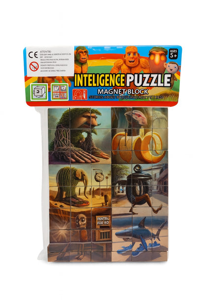 Puzzle Magnetic Inteligenta , Magnet Block , Model Creativ , 5+