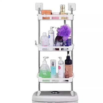 Raft multifunctional depozitare plastic alb, 3 niveluri, organizator baie bucatarie
