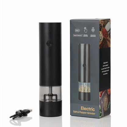 Râșniță electrică pentru sare și piper Jiji, din plastic, ajustare grosime, neagră