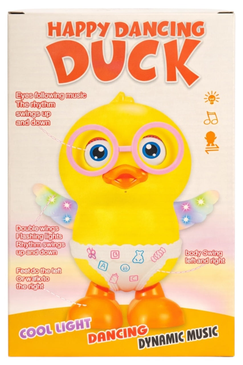 Rață interactivă dansatoare cu muzică și lumini, din plastic, 21 cm