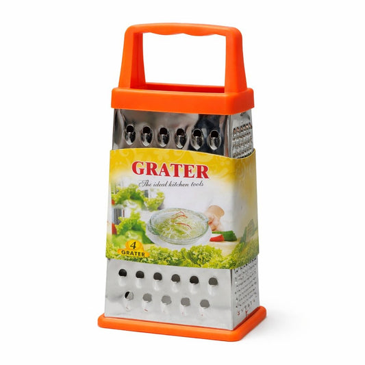 Razatoare bucatarie inox cu 4 fete 23x10 cm, maner si baza portocalie