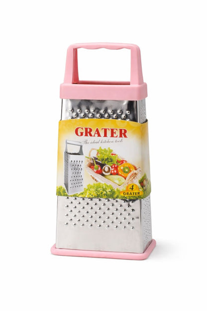 Razatoare bucatarie inox cu 4 fete 23x10 cm, maner si baza roz pastel