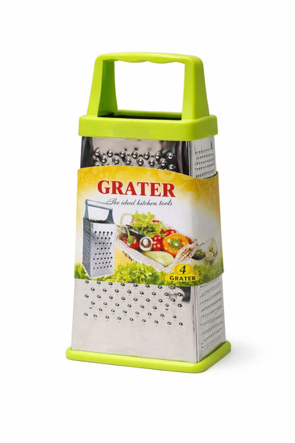 Razatoare bucatarie inox cu 4 fete 23x10 cm, maner si baza verde deschis