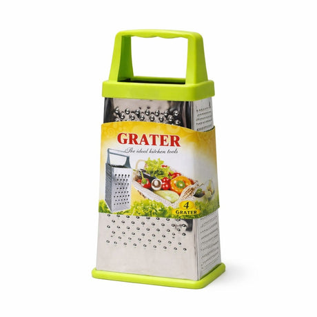 Razatoare bucatarie inox cu 4 fete 23x10 cm, maner si baza verde deschis