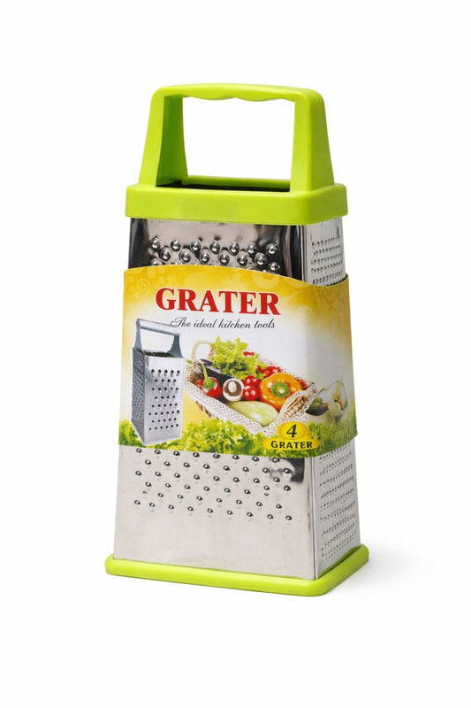 Razatoare bucatarie inox cu 4 fete 23x10 cm, maner si baza verde deschis
