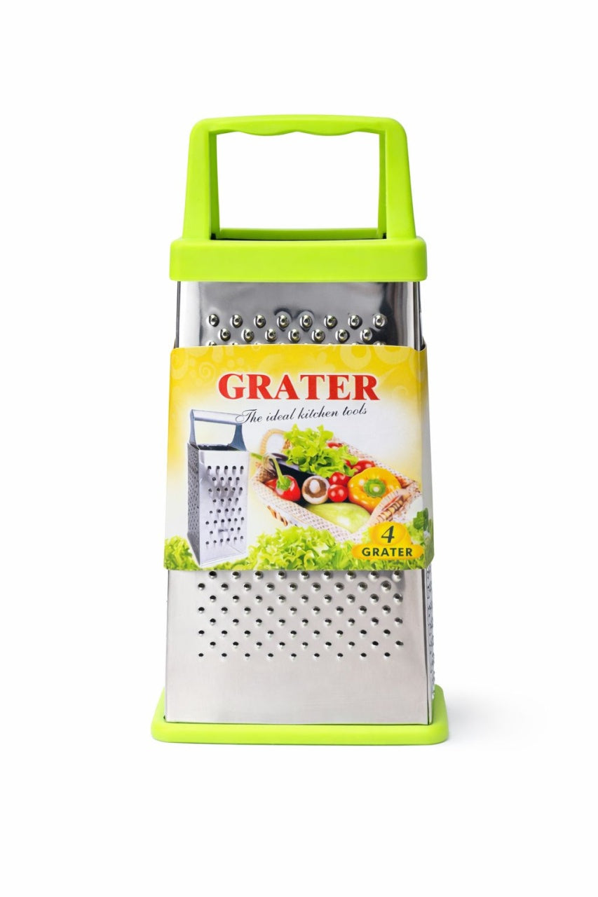 Razatoare bucatarie inox cu 4 fete 23x10 cm, maner si baza verde deschis