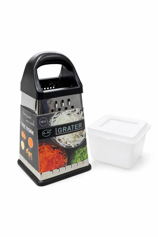 Razatoare bucatarie inox cu 4 fete 25x12.5 cm, recipient gradat 500 ml cu capac, set multifunctional