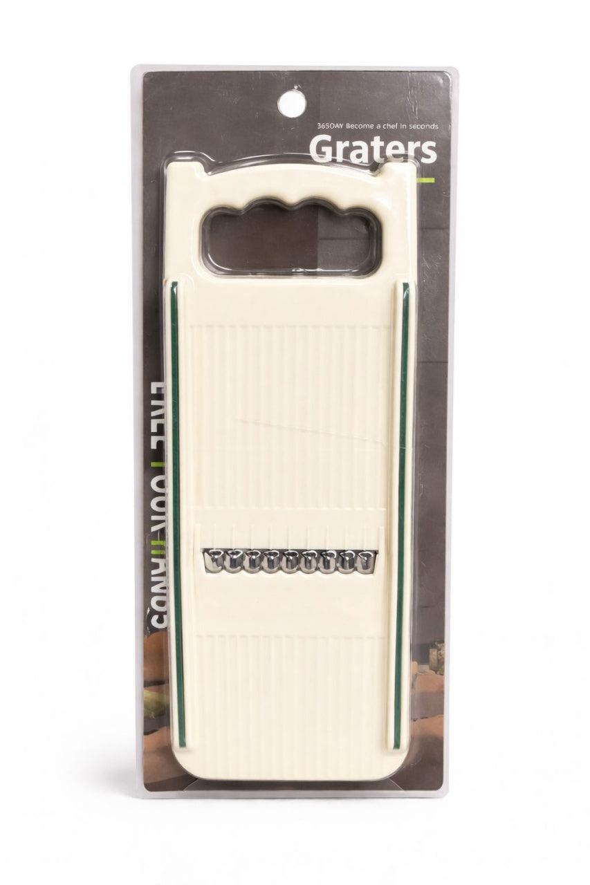 Răzătoare de bucătărie tip mandolină, plastic alb, control ergonomic