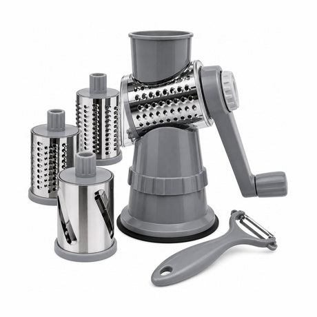 Razatoare manuala multifunctionala 4 in 1 pentru legume si fructe cu tamburi inox gri