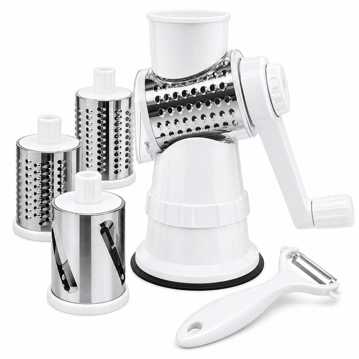 Razatoare manuala multifunctionala 4 in 1 pentru legume si fructe cu tamburi inox