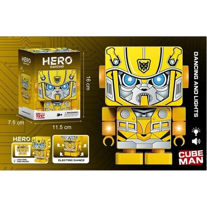 Robot erou dansator cu lumini și sunete, din plastic, 11.5x16x8 cm