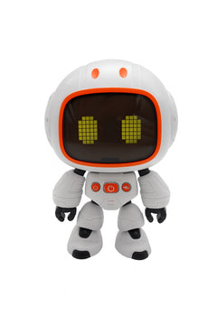 Robot Interactiv Alb 14.5x10 cm cu Lumini, Sunete si Ecran LED , Jucarie Inteligenta pentru Copii 3+