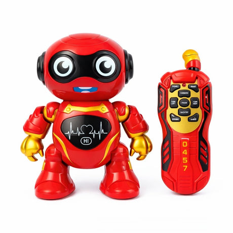 Robot interactiv cu telecomanda, dans, lumini si muzica, rosu