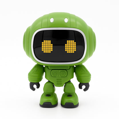 Robot Interactiv Verde 14.5x10 cm cu Lumini, Sunete si Ecran LED , Jucarie Inteligenta pentru Copii 3+
