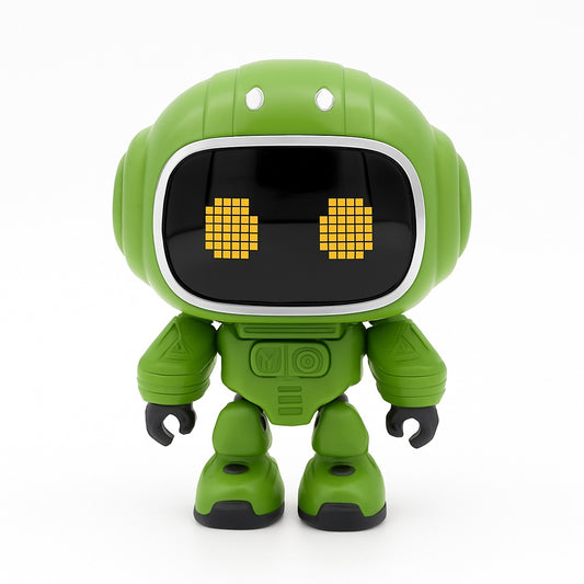 Robot Interactiv Verde 14.5x10 cm cu Lumini, Sunete si Ecran LED , Jucarie Inteligenta pentru Copii 3+