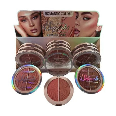 Romantic Color - Kit Blush 2 Nuante Machiaj Profesional pentru Un Look Fresh si Natural