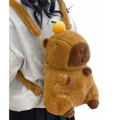 Rucsac Capibara Plus 35 cm cu Portocala , Ghiozdan Pufoas, Kawaii, Cadou Ideal