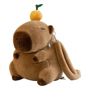 Rucsac Capibara Plus 35 cm cu Portocala , Ghiozdan Pufoas, Kawaii, Cadou Ideal