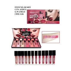 Ruj Lichid Mat Velvet Romantic Color , 12 Nuante, Waterproof, Rezistenta Indelungata