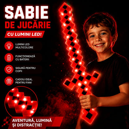 Sabie de jucărie rosie , cu lumini , 62 cm – sabie din plastic pentru copii