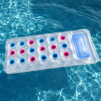 Saltea Gonflabila Alba pentru Piscina, 70 x 27 cm, cu Perna Integrata, PVC Premium