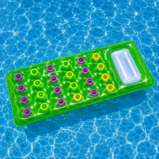 Saltea Gonflabila Verde pentru Piscina, 70 x 27 cm, cu Perna Integrata, PVC Premium