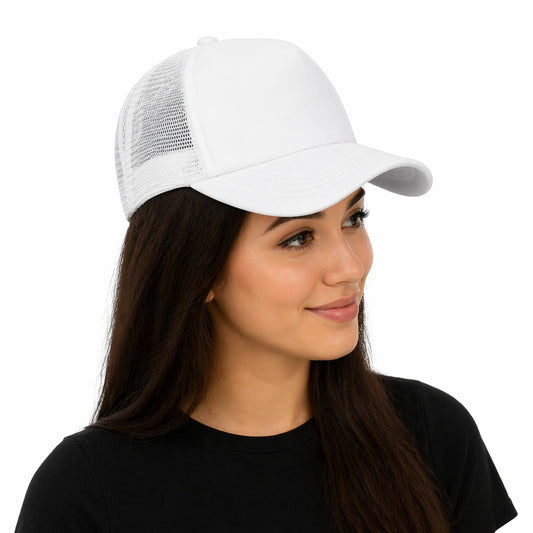 Sapca alba reglabila cu plasa, unisex, confortabila