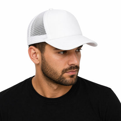 Sapca alba reglabila cu plasa, unisex, confortabila