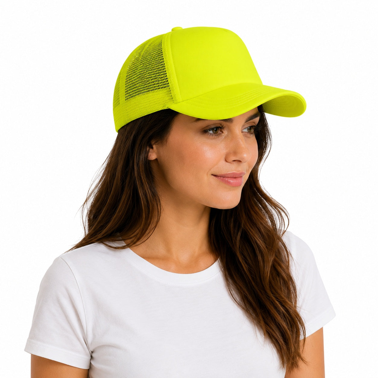 Sapca reglabila unisex cu plasa, galben neon, marime universala