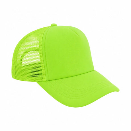 Sapca reglabila unisex cu plasa, verde neon, cozoroc curbat si inchidere ajustabila