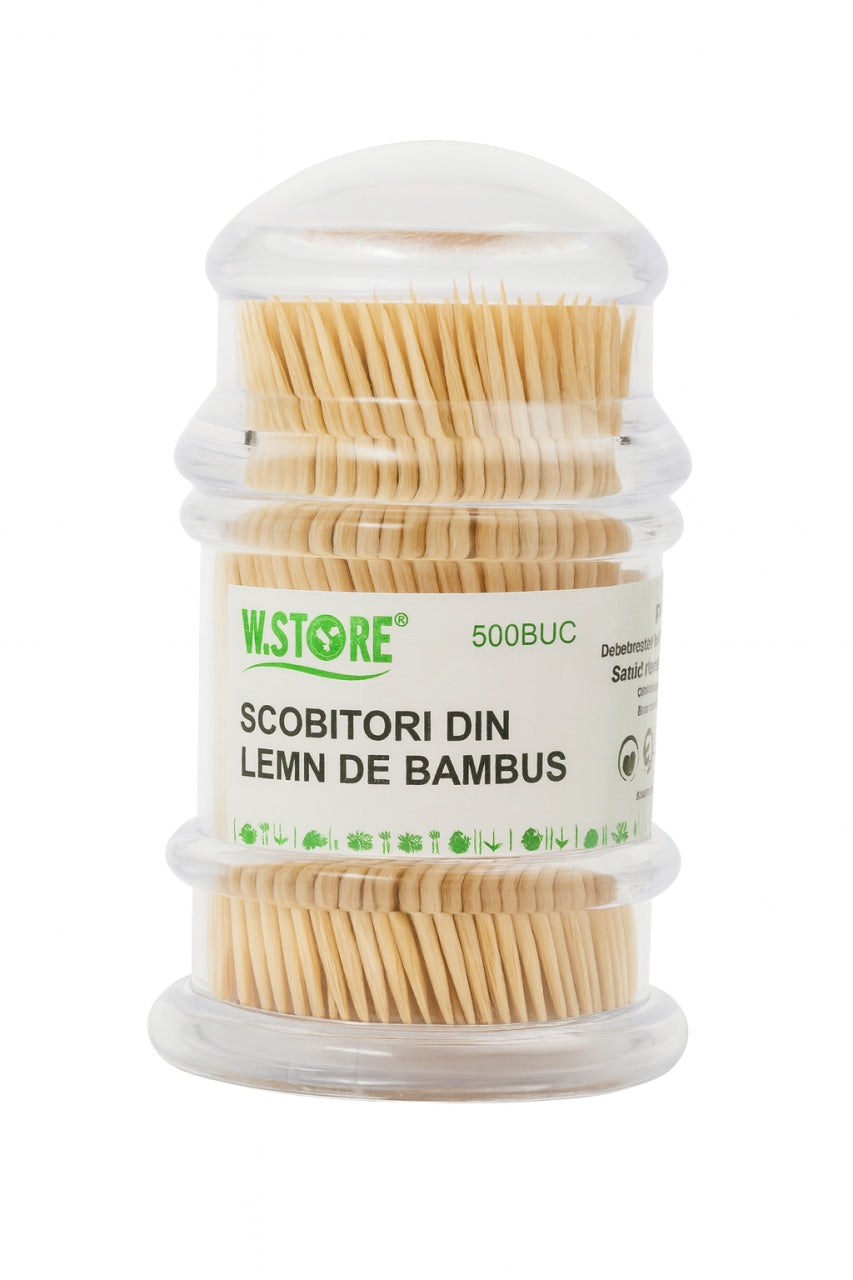 Scobitori din Lemn de Bambus W.Store, 500 buc, Rezistente si Naturale