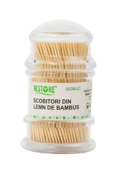 Scobitori din Lemn de Bambus W.Store, 500 buc, Rezistente si Naturale