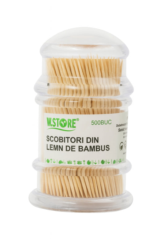 Scobitori din Lemn de Bambus W.Store, 500 buc, Rezistente si Naturale