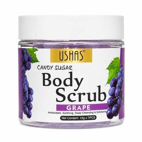 Scrub de Corp cu Struguri Ushas Candy Sugar – Exfoliant cu Extract de Struguri, Curățare Profundă