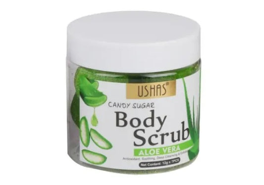 Scrub de Corp USHAS Candy Sugar cu Aloe Vera 12g x 7 buc , Exfoliere Blanda si Hidratare Intensa