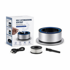 Scrumiera electrica cu purificator de aer si filtru pentru fum, sistem auto stingere tigari