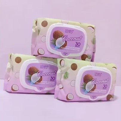 servetele Demachiante USHAS Coconut Make-Up Remover , 30 Bucati cu Extract de Cocos pentru Ochi Perfecti