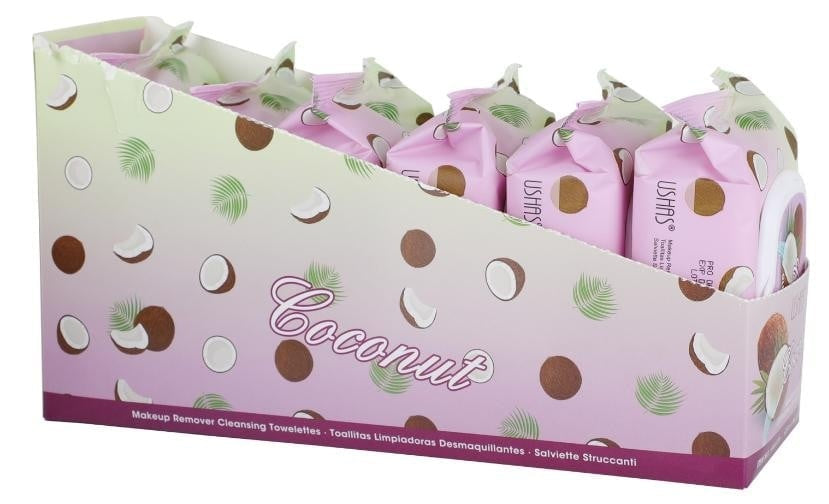 servetele Demachiante USHAS Coconut Make-Up Remover , 30 Bucati cu Extract de Cocos pentru Ochi Perfecti