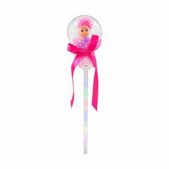 Set 10 baghete magice cu lumini LED roz si papusica in glob pentru copii