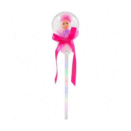 Set 10 baghete magice cu lumini LED roz si papusica in glob pentru copii