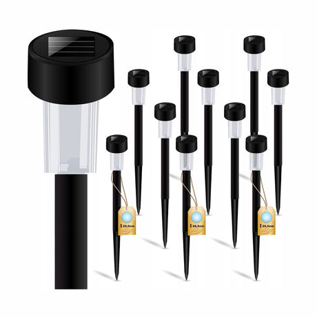 Set 10 Lampi Solare Gradina cu LED Lumina Calda, Iluminat Exterior Alei, Tarus Pamant