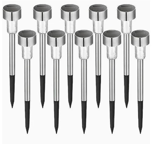Set 10 Lampi Solare Gradina LED, Lumina Calda, Inox, Tarus Exterior, 36 cm
