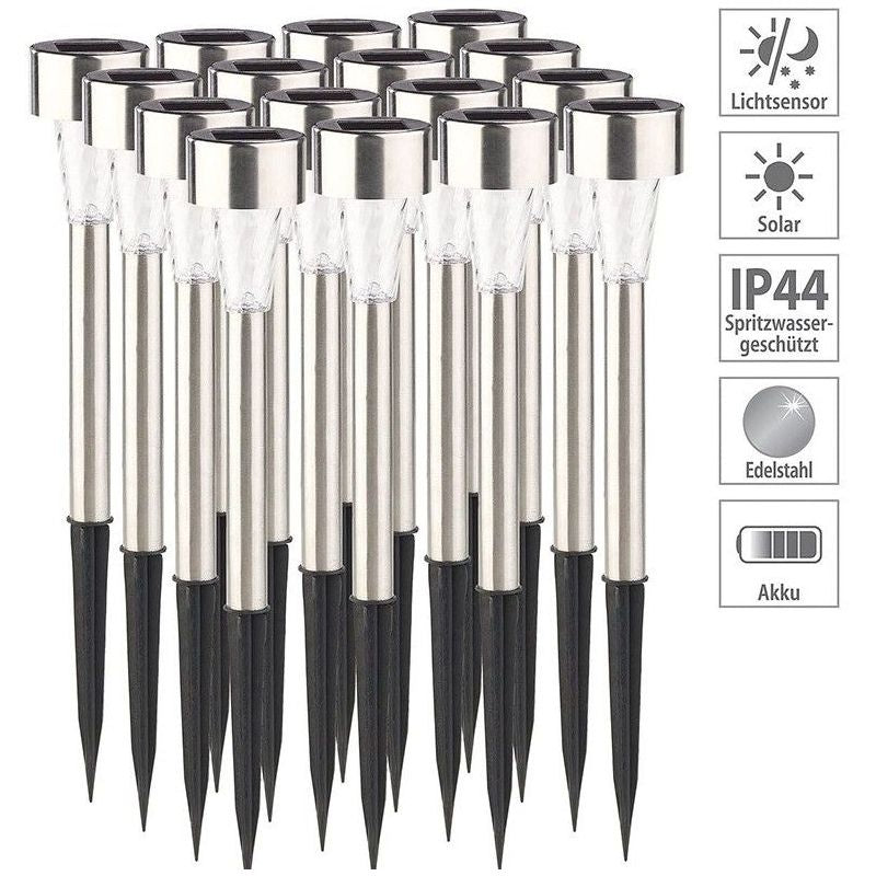 Set 10 Lămpi Solare LED pentru Grădină, Metal și Plastic, Lumină rece, Argintii