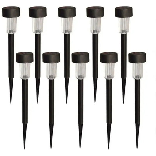 Set 10 Lumini Solare LED pentru Grădină, Plastic Negru, Lumină Rece