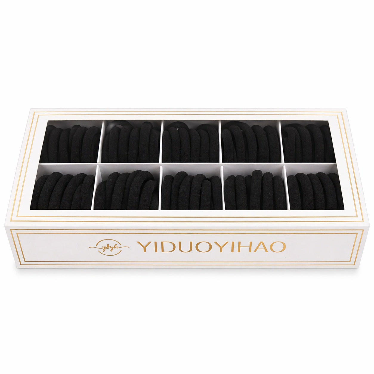 Set 100 elastice de păr negre din textil, rezistente, pentru uz zilnic