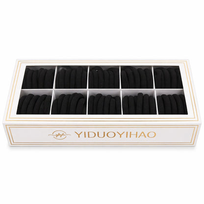 Set 100 elastice de păr negre din textil, rezistente, pentru uz zilnic